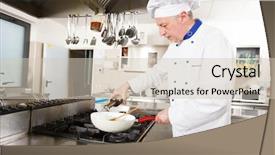  Presentation with friendly - Slides enhanced with friendly chef working in his kitchen background and a soft green colored foreground