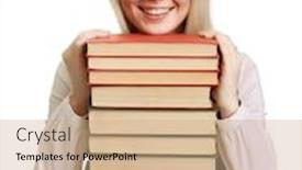  Presentation with college - Colorful slides enhanced with friendly college student with books backdrop and a coral colored foreground