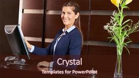  Presentation with friendly - PPT layouts featuring friendly concierge at hotel reception background and a wine colored foreground