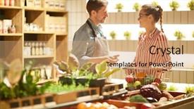  Presentation with professional consultant - Slides consisting of friendly consultant talking to visitor background and a coral colored foreground