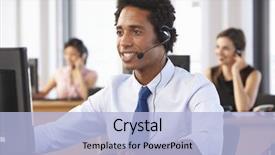  Presentation with customer service - Presentation featuring friendly customer service agent background and a light blue colored foreground