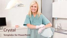  Presentation with dental radiology dentist and assistant - Slides featuring friendly dentist or dental hygienist background and a lemonade colored foreground