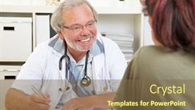  Presentation with friendly - Cool new PPT layouts with friendly-doctor-at-the-desk backdrop and a tawny brown colored foreground