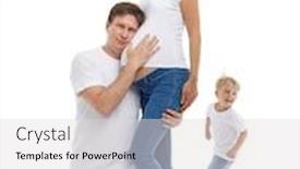  Presentation with pregnant mother - PPT layouts with friendly-family-husband-is-embracing background and a light gray colored foreground