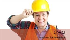  Presentation with friendly - Cool new presentation theme with friendly female construction worker tips backdrop and a red colored foreground