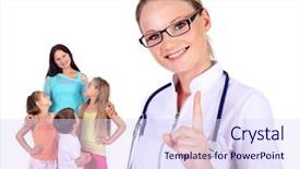  Presentation with family health nurse - Cool new theme with friendly female doctor and family backdrop and a sky blue colored foreground