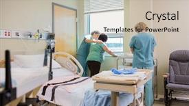  Presentation with labor delivery - Audience pleasing theme consisting of friendly female nurse comforting pregnant backdrop and a soft green colored foreground