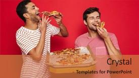  Presentation with happy image - Audience pleasing PPT theme consisting of friendly fun - image of a handsome pleased backdrop and a coral colored foreground