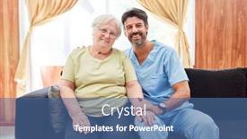  Presentation with assisted living - Presentation featuring friendly-geriatric-nurse-and-senior background and a ocean colored foreground