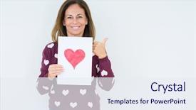  Presentation with car body repairer holding - Presentation theme having friendly letter - middle age woman holding card background and a  colored foreground