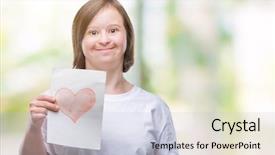  Presentation with down syndrome - Slide deck featuring friendly letter - young adult woman with down background and a lemonade colored foreground