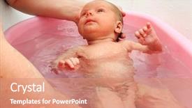  Presentation with baby girl - Presentation design with friendly looking baby-girl background and a coral colored foreground