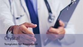  Presentation with friendly - Slide deck with friendly-male-doctor-with-open background and a seafoam green colored foreground