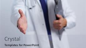  Presentation with friendly - Theme consisting of friendly-male-doctor-with-open background and a light blue colored foreground