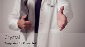  Presentation with friendly - PPT theme enhanced with friendly-male-doctor-with-open background and a  colored foreground