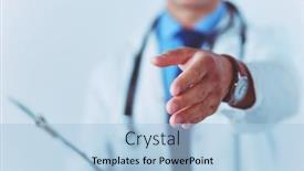  Presentation with friendly - Slide deck having friendly-male-doctor-with-open background and a light blue colored foreground