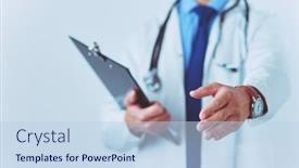  Presentation with friendly - Slides enhanced with friendly-male-doctor-with-open background and a light blue colored foreground