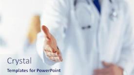  Presentation with friendly - Slide deck having friendly-male-doctor-with-open background and a sky blue colored foreground