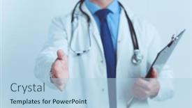  Presentation with friendly - Presentation theme consisting of friendly-male-doctor-with-open background and a light blue colored foreground