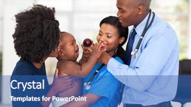  Presentation with baby nurse - Presentation theme enhanced with friendly nurse holding crying baby background and a ocean colored foreground