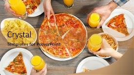  Presentation with vegas bachelorette party - Audience pleasing slide set consisting of friendly party with hot pizza backdrop and a gold colored foreground