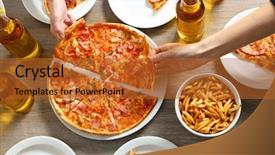  Presentation with friendly - Amazing PPT layouts having friendly party with hot pizza backdrop and a red colored foreground