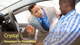  Presentation with solar car eco friendly - Colorful presentation design enhanced with friendly salesman explaining car features backdrop and a tawny brown colored foreground