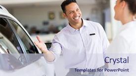  Presentation with salesman - Presentation theme enhanced with friendly salesman selling car background and a lemonade colored foreground