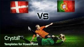  Presentation with denmark - Colorful PPT theme enhanced with friendly soccer match between denmark backdrop and a wine colored foreground