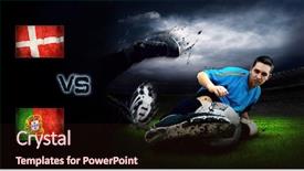  Presentation with denmark - Audience pleasing PPT theme consisting of friendly soccer match between denmark backdrop and a wine colored foreground