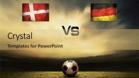  Presentation with denmark - Beautiful presentation theme featuring friendly soccer match between denmark backdrop and a yellow colored foreground
