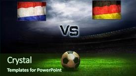 Presentation with friendly - PPT theme having friendly soccer match between germany background and a tawny brown colored foreground