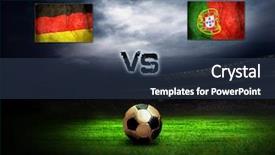  Presentation with friendly - PPT theme with friendly soccer match between germany background and a ocean colored foreground