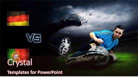  Presentation with soccer drils - Beautiful PPT theme featuring friendly soccer match between germany backdrop and a wine colored foreground