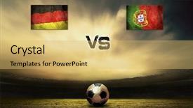  Presentation with friendly - Colorful PPT theme enhanced with friendly soccer match between germany backdrop and a  colored foreground