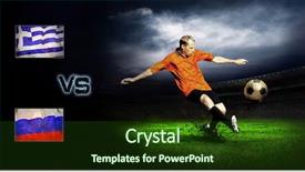  Presentation with green grass texture in soccer - Presentation having friendly soccer match between greece background and a tawny brown colored foreground