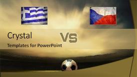  Presentation with green grass texture in soccer - Presentation theme consisting of friendly soccer match between greece background and a yellow colored foreground