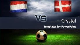  Presentation with denmark - Audience pleasing PPT theme consisting of friendly soccer match between holland backdrop and a ocean colored foreground