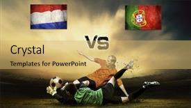  Presentation with friendly - Audience pleasing PPT theme consisting of friendly soccer match between holland backdrop and a  colored foreground
