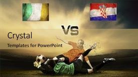  Presentation with soccer poster vintage - Audience pleasing slide set consisting of friendly soccer match between ireland backdrop and a  colored foreground