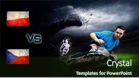  Presentation with poland - Slides with friendly soccer match between poland background and a  colored foreground