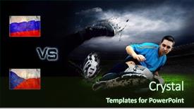  Presentation with russia - Slides having friendly soccer match between russia and czech background and a wine colored foreground