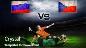  Presentation with soccer drils - Presentation theme with friendly soccer match between russia background and a  colored foreground