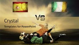  Presentation with ireland - Presentation theme having friendly soccer match between spain background and a  colored foreground
