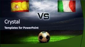  Presentation with friendly - Presentation theme with friendly soccer match between spain background and a navy blue colored foreground