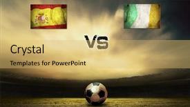  Presentation with messi soccer - Presentation theme having friendly soccer match between spain background and a  colored foreground