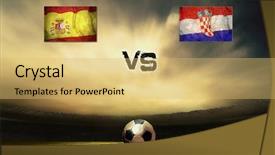  Presentation with croatia - PPT theme consisting of friendly soccer match between spain background and a yellow colored foreground