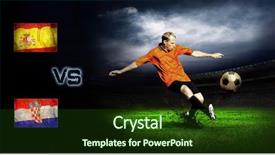  Presentation with soccer awards - Presentation theme featuring friendly soccer match between spain background and a  colored foreground