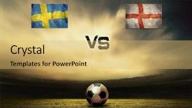  Presentation with soccer poster vintage - Audience pleasing PPT theme consisting of friendly soccer match between sweeden backdrop and a yellow colored foreground