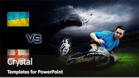  Presentation with ukraine - Slide set enhanced with friendly soccer match between ukraine background and a dark gray colored foreground